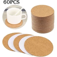 10/60Pcs Natural Cork Coasters Heat Insulation Round Shape Cup Mats Dia 10cm Wine Coffee Tea Table Pad Home Office Kitchen Tool
