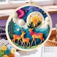CHENISTORY Deer Needle Felting Kit For Adults Fun Crafts For Adults Animal Felting Kits For Beginners Adult Handicraft Art Adult