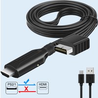 1080P Full HD Adapter With DC 5V Power Supply Cable for PS2 to HDMI-compatible TV/Monitor/Projector/PC Computer, Male to Male