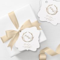 50pcs Custom Wedding Labels, Fancy Square Wedding Thank You Label, Personalized Wedding Label, Cardboard Labels with Hole