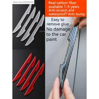 4PCS Car Door Edge Anti-collision Protector Bar Stickers Carbon Fiber Protective Tape Body Anti-scratch Stick Decorative