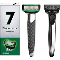 Safety 7-layers Razor Metal Handle With Replaceable Blades Manual Metal Razor For Men