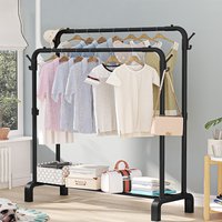 146*97*43.5CM Heavy Duty Double Rail Clothes Garment Hanging Rack Shelf Display Stand