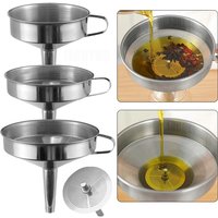 Stainless Steel Kitchen Funnels Set Good Grade Metal Funnels For Filling Bottles Small Funnels For Essential Oil Spices Filter