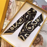 New Retro Chain Ring Twill Silk Lady Wrapping Bag Silk Scarf Decorative Streamer Small Scarf Wholesale 5 * 90cm