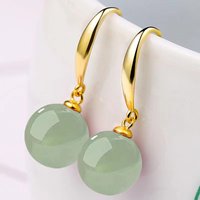 Vintage palace green jade earrings White Pearl 18K Gold 925 Sterling Silver Stud Earrings for Women Fine Jewelry Gift