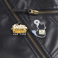 Do Not Disturb Nap Time and Alone Time Cat Enamel Pin Sleeping Box Cat and Tangled Thought Black Kitty for Cat Lovers Brooch