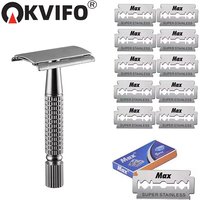 KVIFO Double Edge Classic Mens Shaving Razor Mild Hair Removal Shaver Adjustable Safety Razor And Blades Barber Shaving Tools