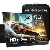 AHXJKA 17.3 Inch Portable Monitor 1600*900P IPS With Type-C Mini HDMI For Phone Laptop XBox PS4/5 Mac PS Steach TV Switch PC