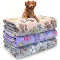 KEMORELA 3PCS Flannel Paw Print Soft Fluffy Quality Pet Blanket Cartoon Pet Mat Warm And Comfortable Blanket For Cats And Dogs