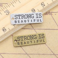 10pcs Charms Strong Is Beautiful 10x27mm Antique Silver Color Pendants DIY Handmade Finding Tibetan Making Jewelry