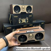 Wooden Portable Retro Bluetooth Speaker Dual Audio Subwoofer Stereo Echo Wall Computer Home Theater Music Center Radio Boombox