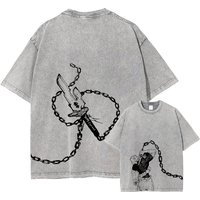 Anime JJK T Shirt Fushiguro Toji Vintage Washed Tops Tees Harajuku Manga Short Sleeve Oversized T-shirt 100% Cotton Summer