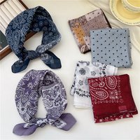 Small Linen-cotton Scarves For Women 58*58cm Lightweight Soft Breathable Neckerchief Boho Print Dot Paisley Bandana Hair Scarf