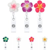New Polymer Clay Badge Reel Card Holder Flower Shape Retractable ID Card Badge Clip Badge Holder Clips Nurse Supplies