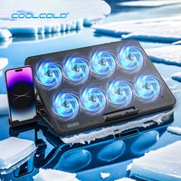 COOLCOLD Laptop Cooling Pad with 8 Quiet Fans,15.6-17.3inch,7 Height Wind Speed Adjustable,Laptop Cooer With Mobile Phone holder