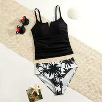 Girls Kids Swimwear Summer Children Swimsuit 8-12 Years Coconut Tree Print High Waist Biquini Teens Bathing Suit Girl Bikini Set
