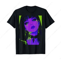 Cyberpunk Neon Girl T - Shirt - Gothic Trend Street Art Graphic Tee, Casual Cotton Top for Men Women, Ideal for Edgy Fashion Lov
