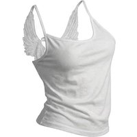 Engelsflügel-Weste mit 3D-Prägung, bestickte Flügel, Spaghettiträger-Weste, Y2K Gothic Mode für Damen, Sommer, sexy, schmal geschnittenes, rückenfreies kurzes Top