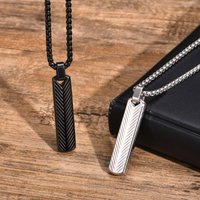 Vertical Long Bar Pendant Necklaces for Men Boys,Stainless Steel Cutting Flower Pendant Necklaces,Casual Jewelry