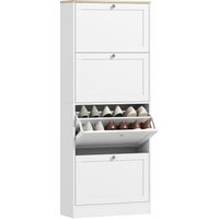 Modern Compact Four-Drawer Shoe Storage Cabinet - White