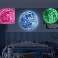 1/2/3pcs 3D Luminous Moon Wall Sticker Glow In The Dark Fluorescent Sticker PVC Home Kids Room Decals Wall Decor Wallpaper