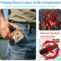 Portable Emergency Fishing Gear Set,Portable Outdoor Emergency Fishing Kit with Bobber, Hooks, Lures, Line & Storage Box