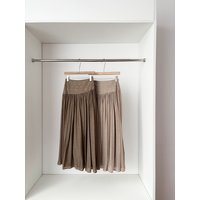 High Waist A-Line Midi Skirt Women's Summer 2026 Slimming Flared Pleated Loose Feel Long Skirt Polyester Fiber