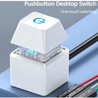 Computer Desktop Switch Blue LED Lights PC Motherboard External Start Power On/Off Button 1.8m Extension Cable for Home Office
