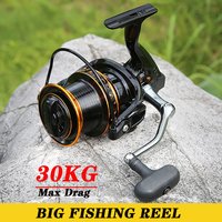 Big Spinning Fishing Reel 9000 10000 12000 Series Drag 20KG-30KG Powerful Wheel Saltwater Fresh Water Fishing Pesca Metal Spool