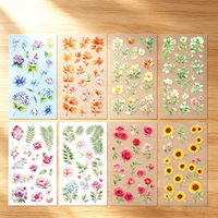 Vintage Plant Flower PVC Stickers for Journaling Nature Waterproof Decals Scrapbook Sticker Sheets for Children’s DIY Notebook