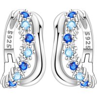 PANPOKI S925 Sterling Silver Blue Wave Star River Earrings Hoop Earrings Women Jewelry Original Trendy Anniversary Gifts