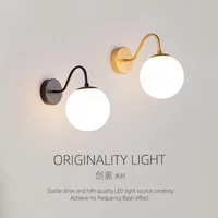 Modern LED Wall Lamp Glass Lampshade Ballight For Living Room Bedroom Bedside Corridor Aisle Home decor Gold Wall Sconce Fixture
