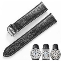 Genuine Leather Watch Strap for Cartier Tank London Solo Soft Comfortable Lychee Pattern Watchband 20mm 22mm 23mm Accessories