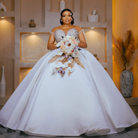 Graceful Plus Size Wedding Dresses For Bride Detachable Train Mermaid Ball Gown Sheer Neck Short Sleeves Beaded Bridal Gowns image 3