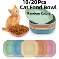 3/10/20pcs Non-Slip Plastic Cat Bowls Set Shallow Pet Food & Water Dishes Suitable for Kittens Short Leg Cat Ferrets Stray Cats