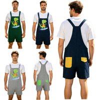 Men Autism Special Needs Adaptive Clothing Cartoon Dinosaur Print Adjustable Straps Jumpsuit Bib Overalls Sleepwear Homewear