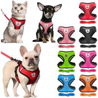 Breathable Mesh Cat Small Dog Harness And Leash Kitten Cats Harnesses Little Dog Puppy Harness For French Bulldog Chihuahua Pug