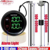 Digital Dual Gauge with Alarm 52MM Water Level+Sewage Level Meter for Water/Sewage Level Sensor 0-190ohm Boat Car 12V24V Custom