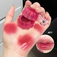 QIBEST Mirror Lipgloss Moisturizing Lip and Cheek Dual-Purpose Gel Jelly Water-Glow Colorful Lip Stain Cheek Blush Cream Makeup
