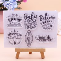 Aluminium klare Stempel Frohe Weihnachten DIY Karte Scrap booking Papier Handwerk Gummi transparente Silikon Stempel