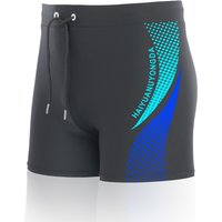 European size Geometric Graphic And Letter Print Men's Swim Trunks With Drawstring, Quick Dry And Stretchable Shorts For Summer