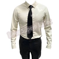 100% Handmade Latex Uniform Clothes Male Maid Costume Tops Rubber Shirt Men Long Sleeves Without Tie Formal Suit
