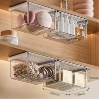 Transparent Pull-Out Storage Drawer Wall-Mounted No-Punching Installation Storage Box Under The Mirror Cabinet Makeup Organizers