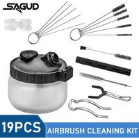 SAGUD Airbrush Cleaning Pot Kit with Holder Cleaning Needles&Brush Accessories 19Pcs Cleaning Jar Set Spray Gun ProtectionCovers