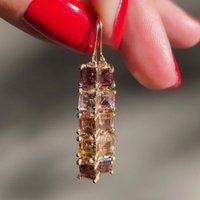 Luxurious Sparkling Multi Color Inlaid Zircon Long Drop Earrings Women's Fashionable Wedding Banquet Earrings Jewelry Gifts