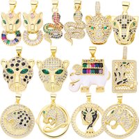 Juya 18K Real Gold Plated Handmade Animal Elephant Panther Lion Leopard Snake Charms For DIY Luxury Mother's Day Jewelry Making