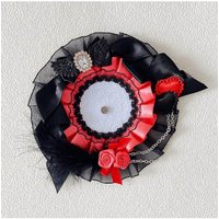 Luxury Black Feather Ribbon Badge Rosette Fill Ita Bag Accessories Lolita Anime Cosplay Crafts Badge Holder Base Tray
