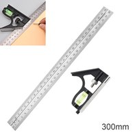Square Ruler Set Kit 300mm/12inch Adjustable Engineers Combination Try None Right Angle Ruler With Bubble Level Measuring Tools