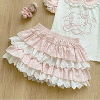 Japanese Cute Lace Design Polka Dot Patchwork Cake Skirt Women Kawaii Sweet High-waist Fairy Tale Pink Short Skirt Female 2026